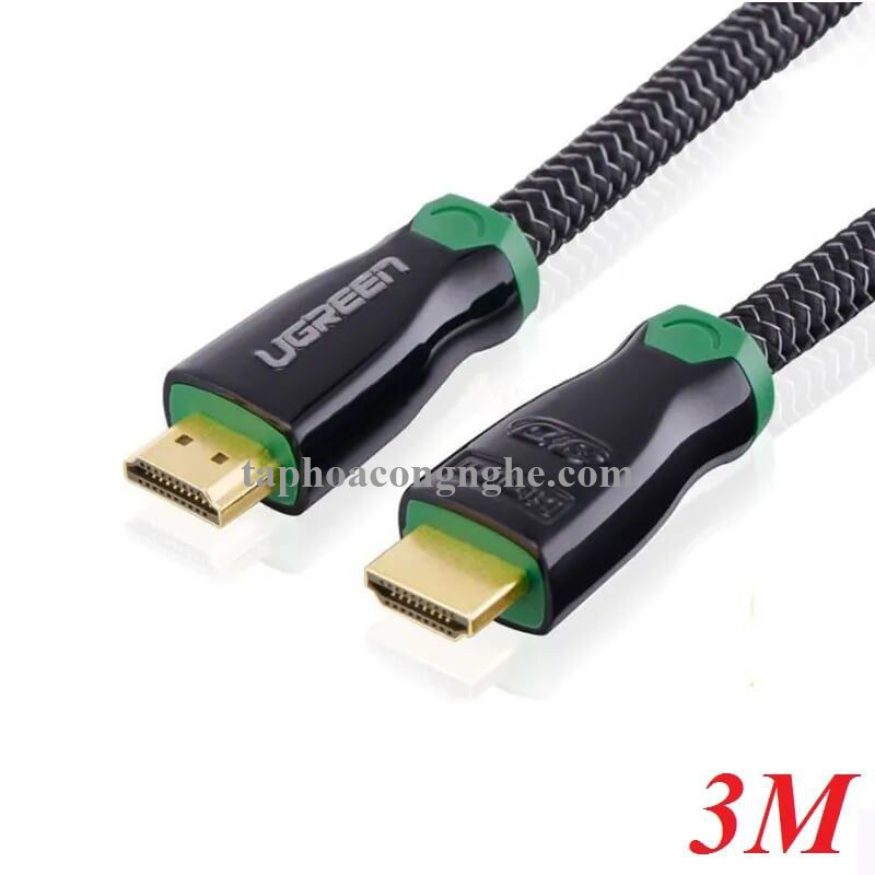 Ugreen 10293 3M màu Đen Cáp tín hiệu HDMI vỏ bọc kim loại hỗ trợ 3D 4K2K HD126 30010293